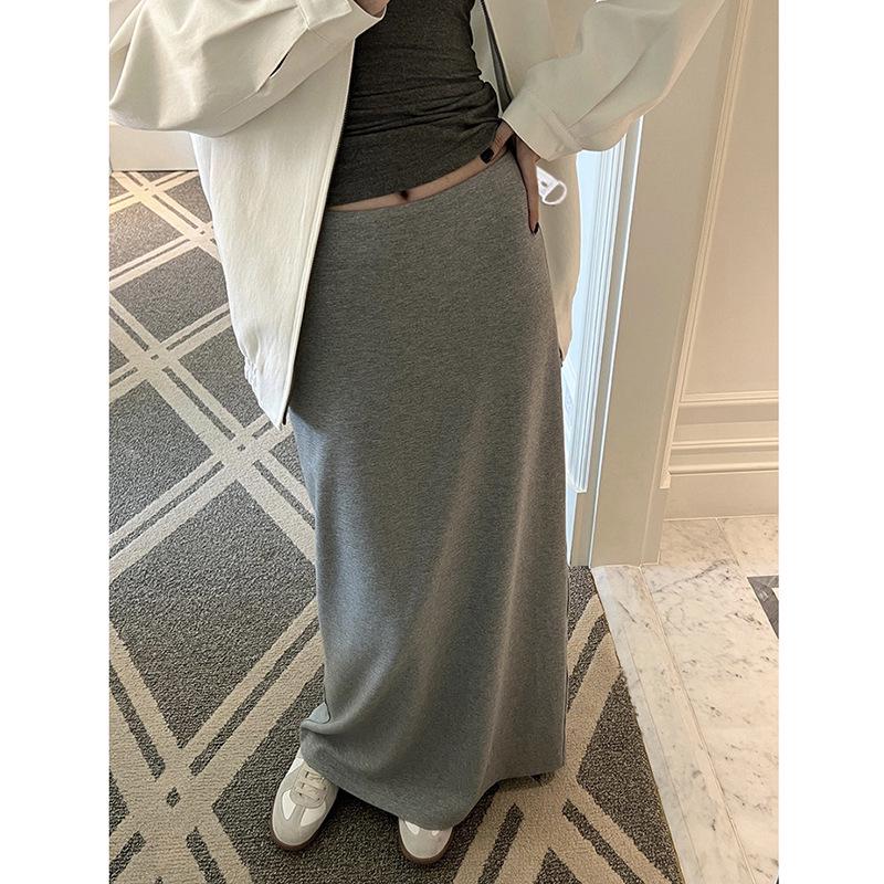 

Lightweight Maternity Straight Cut Skirt - Spring/Summer Casual Long Skirt L світло-сірий колір