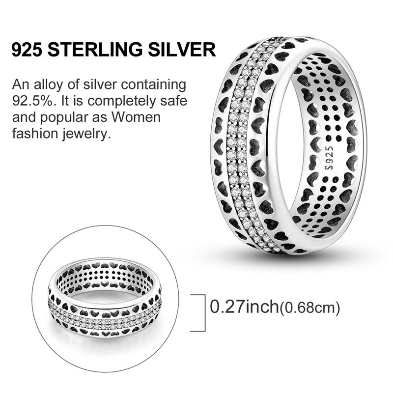 Silver Plated Sparkling Love Rings Zircon Winding Line Geometric Rings For Women Engagement Jewelry Anniversary Gift