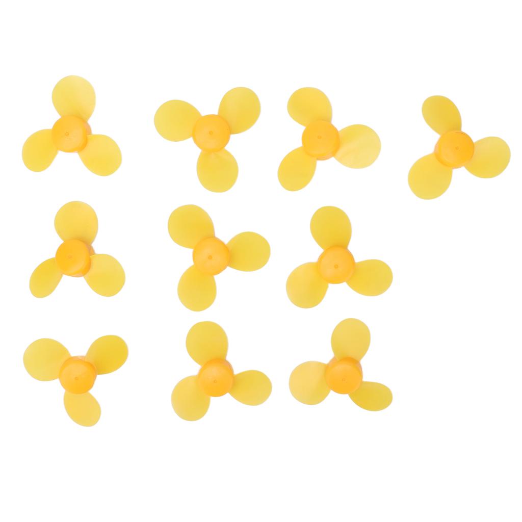 10 Stück Spielzeugpropeller ABS-Kunststoff 3 Blätter Ventilator DIY Spielzeugmodell Zubehör Gelb 743Y2A