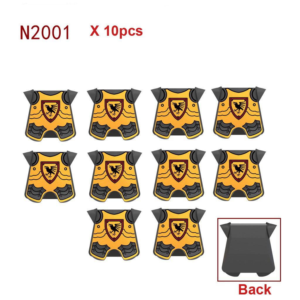 MOC Bausteinspielzeug Mittelalterliche Burg Löwe & Schwarzer Drache Ritterfigur Brustpanzer Brustplatte Rüstung Militärische Waffen Steine