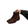 French thick heel khaki thin boots women's shoes 2025 new velvet bare boots retro suede Korean small short boots