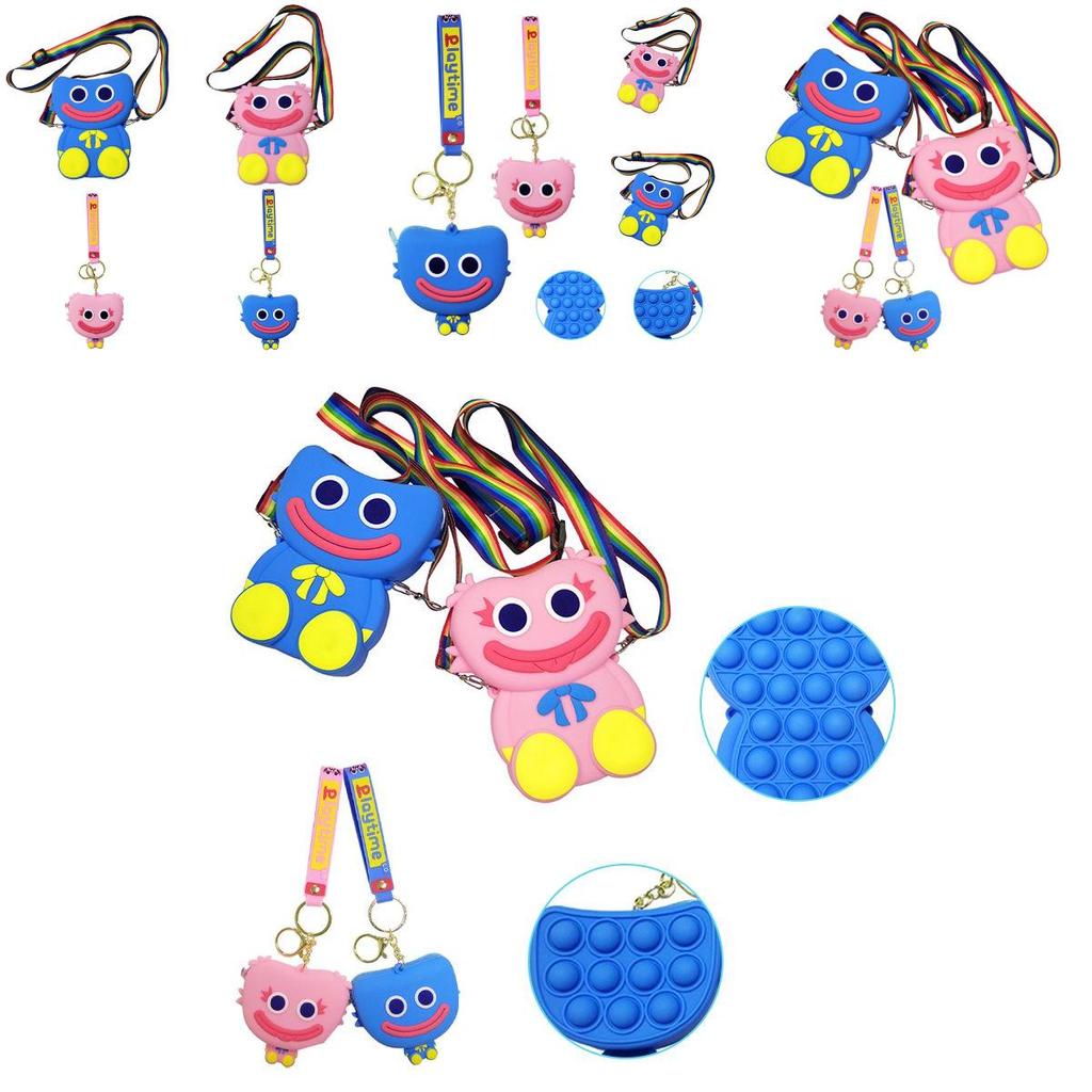 Heure de jeu Poppy Huggy Wuggy Kissy Missy Pop It Sac à bandoulière Porte-monnaie Porte-clés