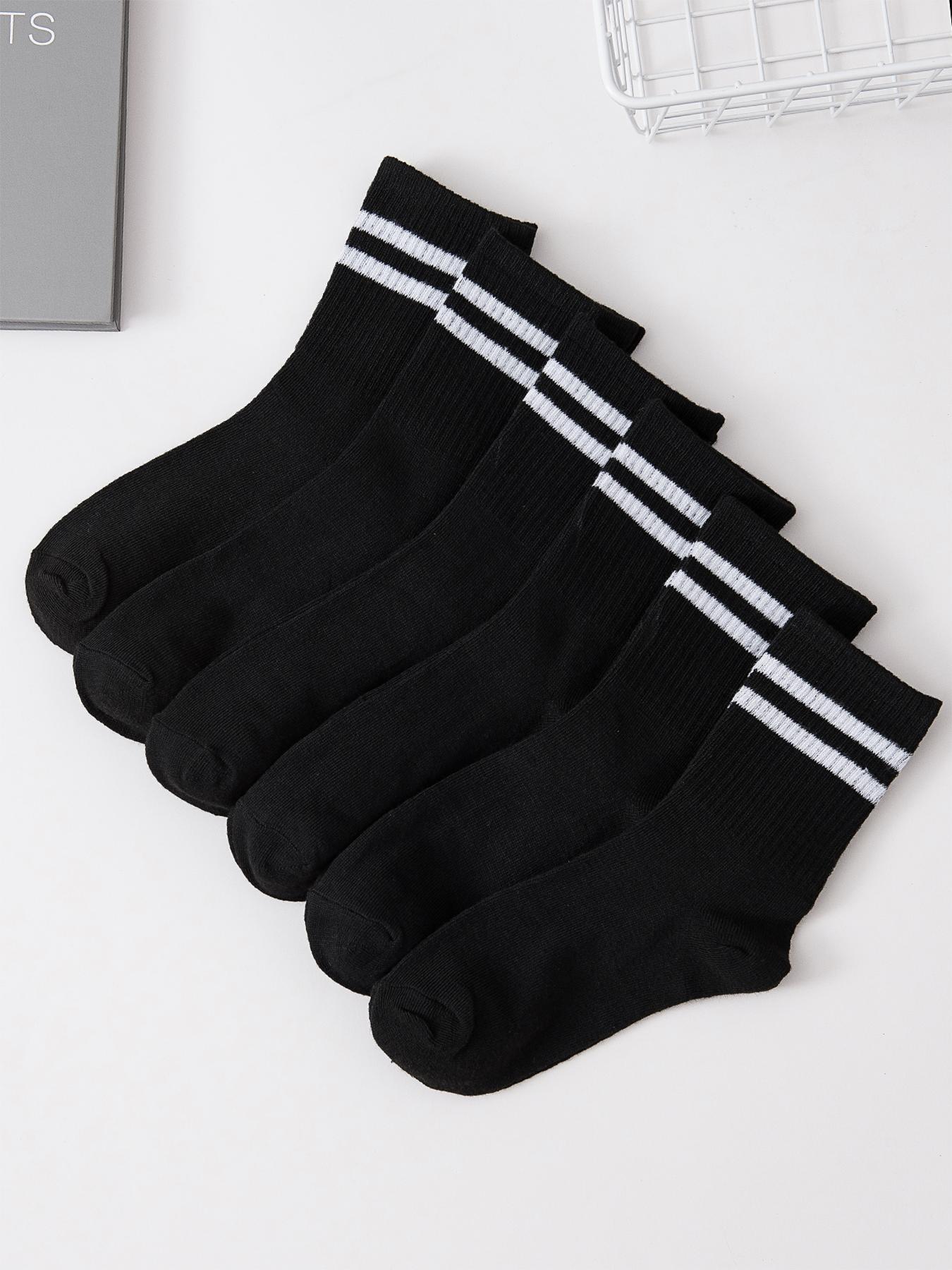 

6 Pairs Popular Parallel Bars Socks Men S Business Sports Sweat-Absorbing Breathable Spring Autumn Simple High-Quality Boy Socks One size