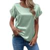 Sommer Schwarz Weiß Grau Damen Bluse Kurzarm Satin Hemd Lose Lässige Rundhals Satin Blusen Frauen Tops