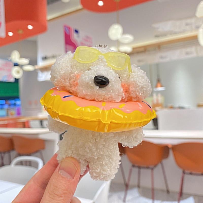 Small Dog Keychain Soft and Adorable Stuffed Animal for Bags and Keys Personalized Keyrings Decoration for Women's Bag