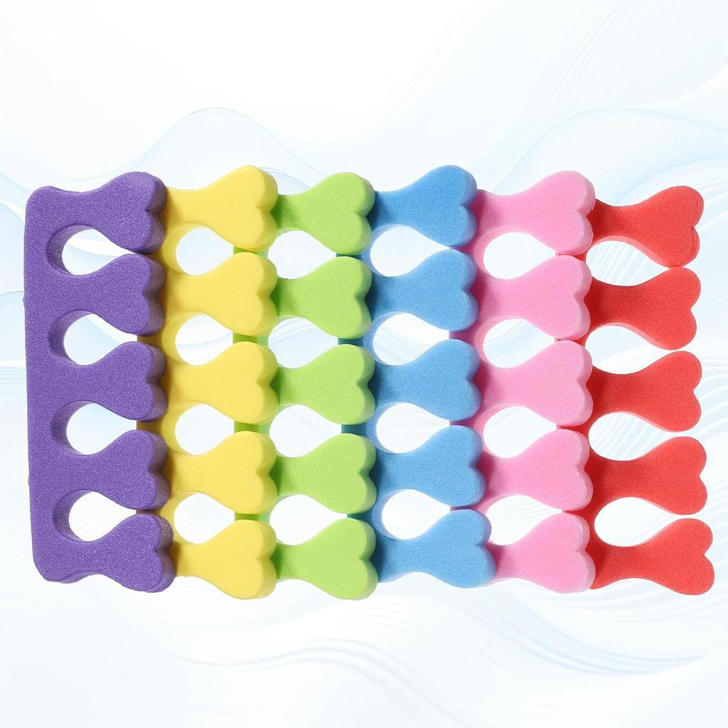 24 PCS Pedicure Toe Separators, Soft Foam Toe Dividers, Colorful Heart Pedicure Tools Set for Nail Polish Professional Manicure Spa Tools for Men