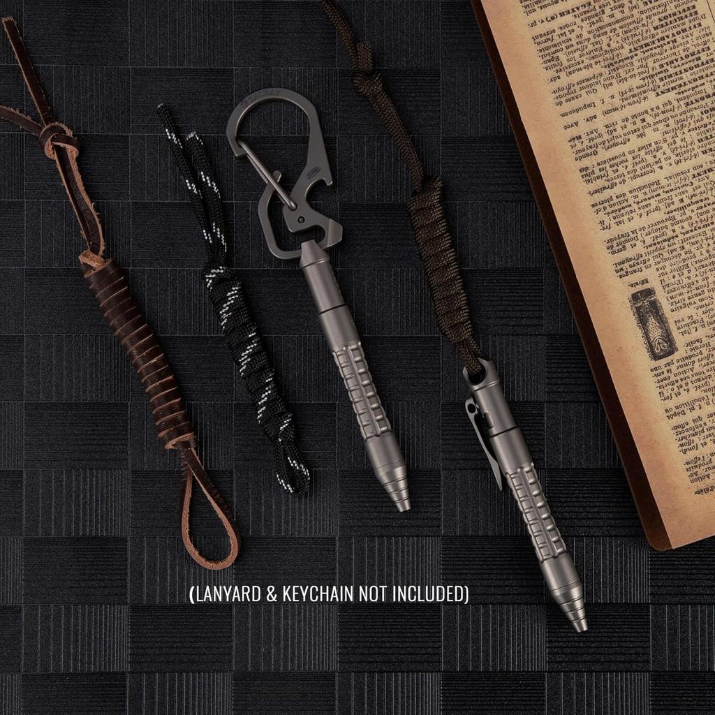 TACRAY Titanium Bolt Action Mini Pen, Pocket Size EDC Pen with Lanyard Clip and LAMY Brand Refill