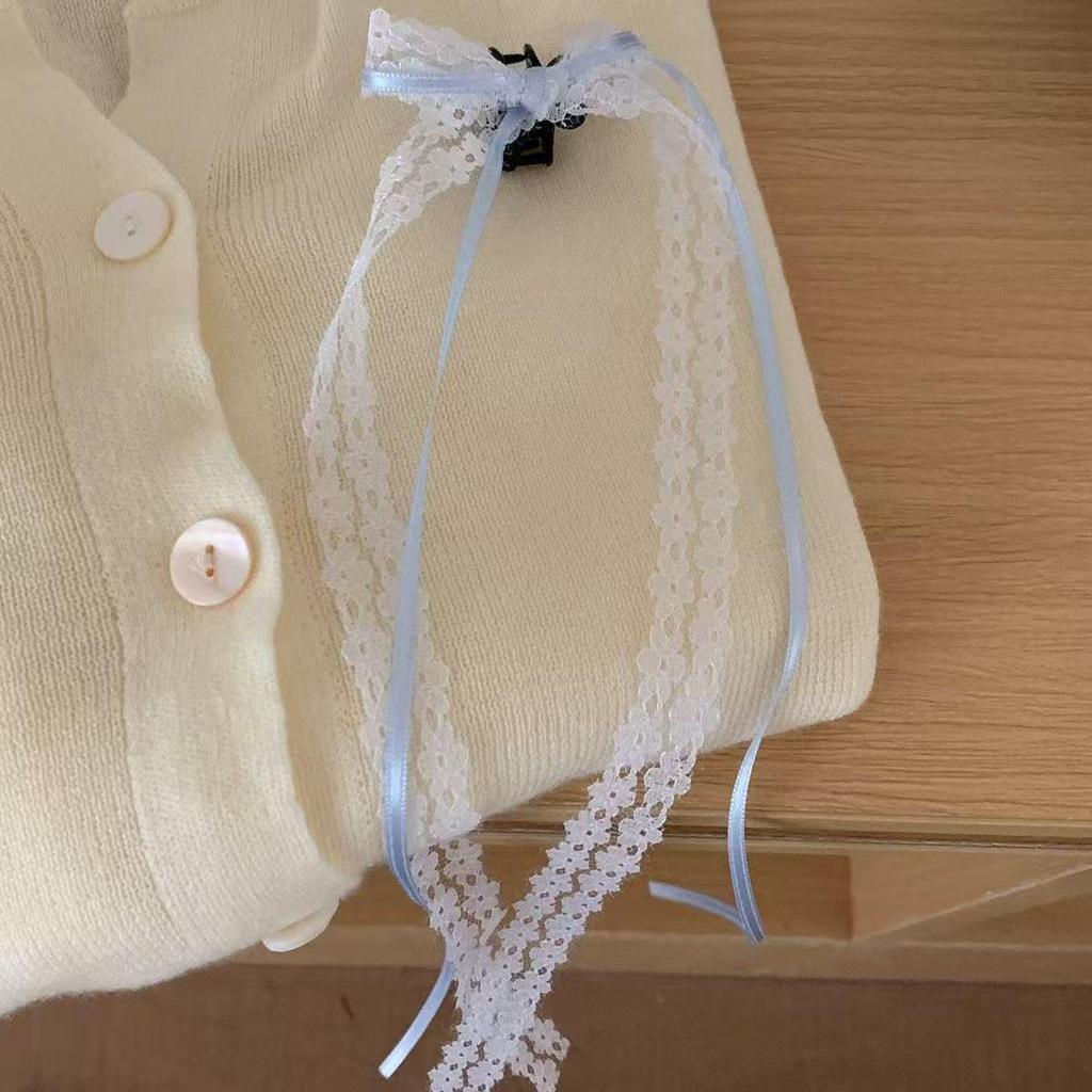 Fermaglio per Capelli con Nappa e Fiocco in Perline e Nastro Francese per Bambine – Doppia Pinza Intrecciata Stile Balletto