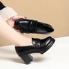 Retro High Heel Mary Jane Single Shoes Women's Deep Mouth Thick Heel Loafers British Thick Sole Mother's Leather Shoes Elegant