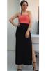 Women's Style Big Size Skirt Black Combed Cotton Viscose Pencil Skirt With Two Side Slits And Elastic Waist