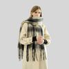 Winter Mohair Plaid Fringed Scarf Women's Thickened Warm High-end Scarf Simple Versatile Fashion Scarf