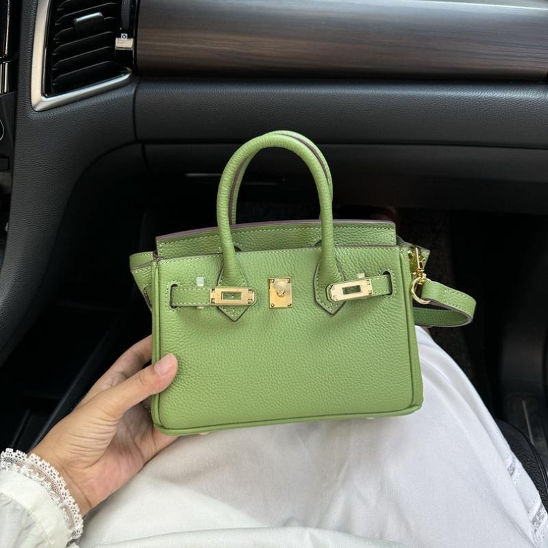 Lychee pattern platinum bag mini leather handbag large capacity bag women's new trendy fashion shoulder bag