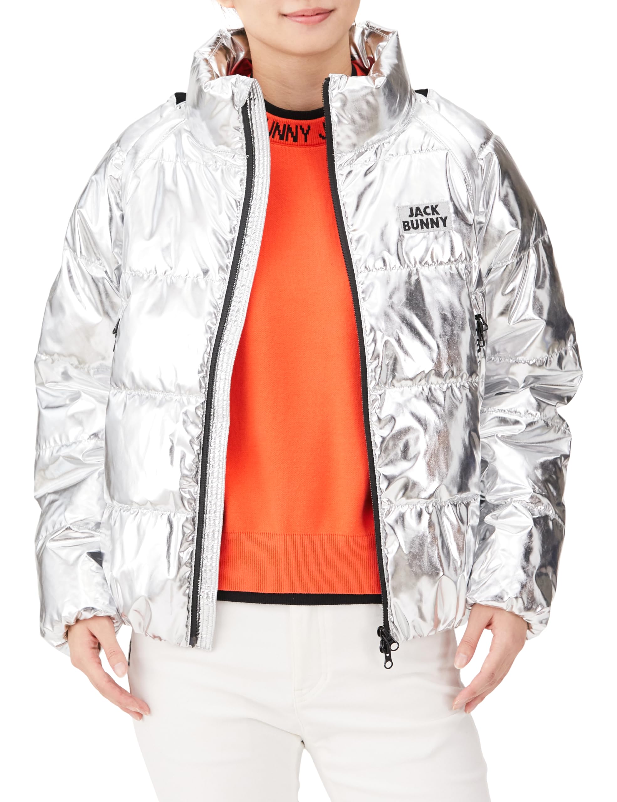 

Full Zip Blouson Golf Outerwear 0 [Jack Bunny] Women s (Silver Taffeta) / / 263-3220004 160_Silver [S]
