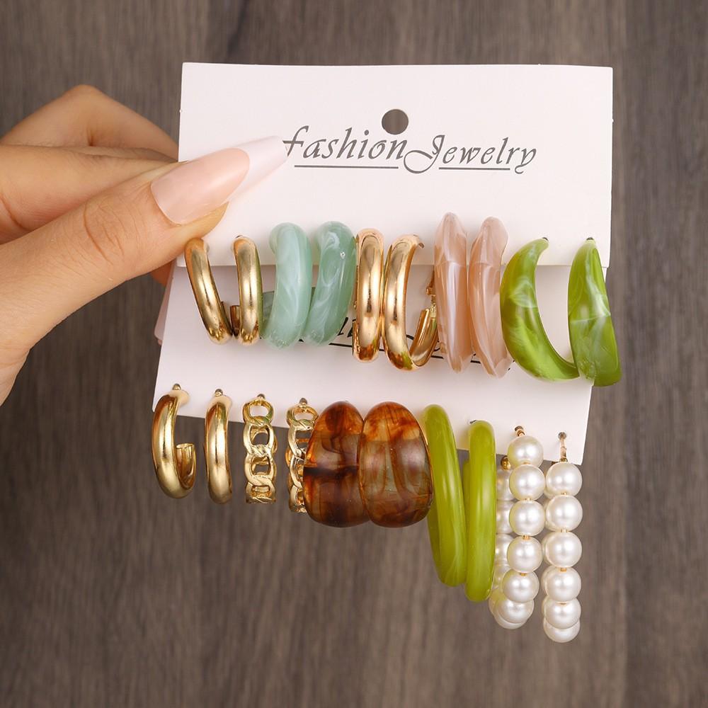 12pcs Bohemian Colorful Resin Earring Set For Women Vintage Water Drop Hoop Earrings Daily Wear Dating Party Jewelry Gifts 2025