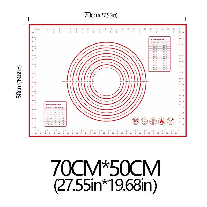Oversize 80/70/60/30cm Silicone Baking Mat Rolling Kneading Pad Pastry Tools Crepes Pizza Dough Non-Stick Kitchen Silicone Mat
