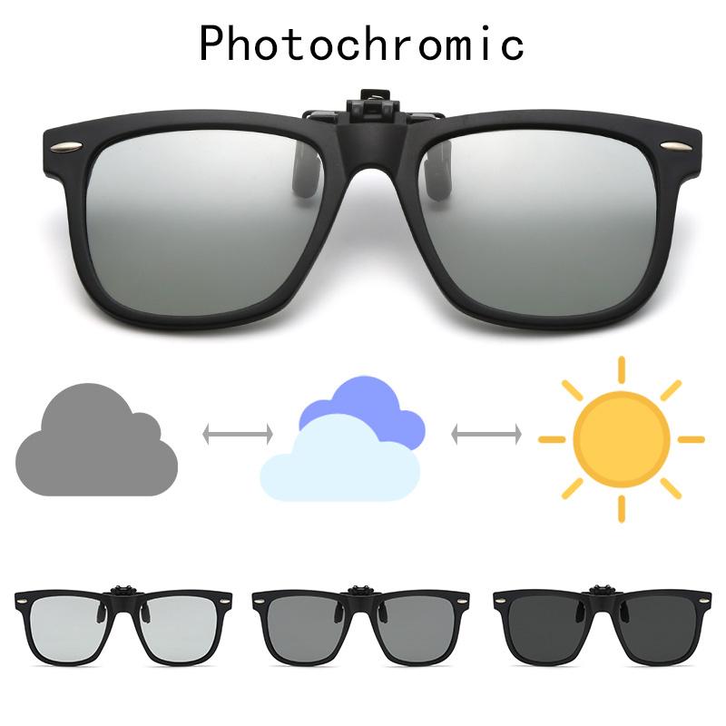 Dziecięce spolaryzowane okulary przeciwsłoneczne typu clip-on z odchylanymi soczewkami fotochromowymi, antyodblaskowe, kwadratowe okulary w stylu vintage