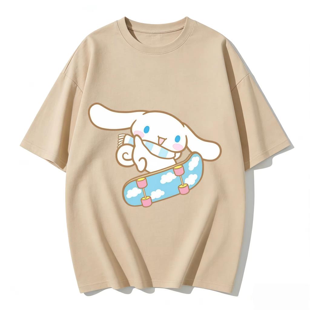 T-shirt Cinnamoroll 2026 cotone morbido manica corta girocollo stampa carina leggera top estivo per Donna uso quotidiano casual
