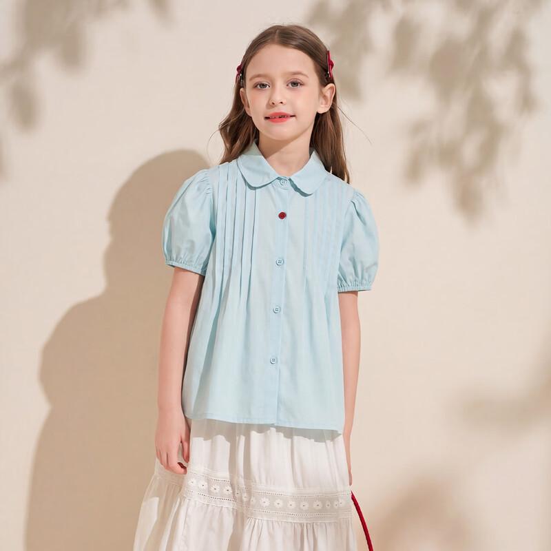 Girls  Summer Pleated Short Sleeve Shirt 130