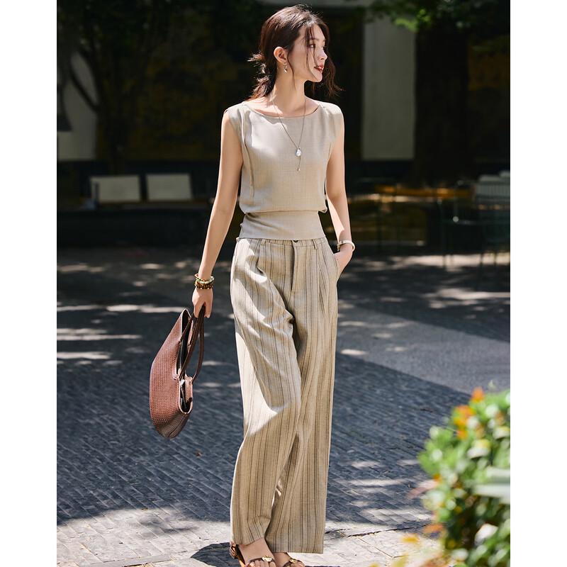 TERRE BLEUE Women s Sleeveless T-Shirt & Wide-Leg Pants Set XL