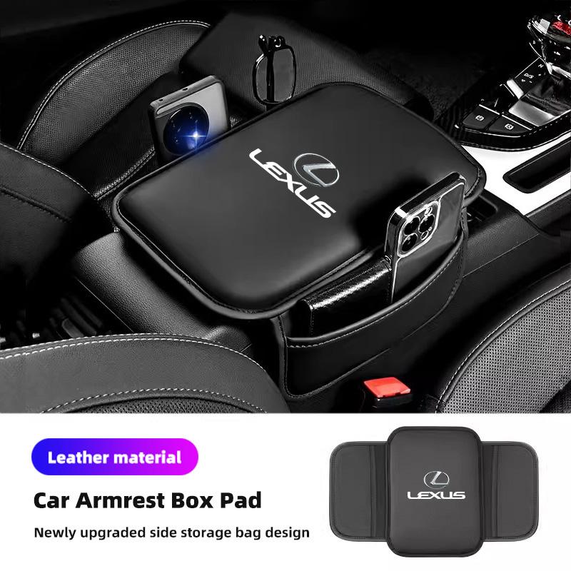PU-Leder Auto-Armlehnenkissen mit Aufbewahrungstasche Armlehnenpolster für Lexus F-SPORT ES RX NX LS UX LM LX GX LC RZ IS CT GS RC HS SC