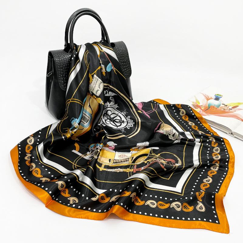 High-quality Luxurious Silk Scarves Headband Scarfs Neck Scarf For Women Chain Silk Scarf Women's Decorative Shawl