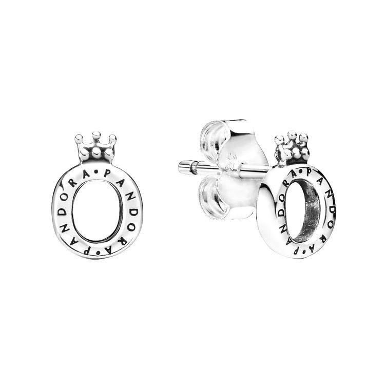 Pandora Shining Crown O Shape 925 Silver Earrings Women earrings 298295 Box