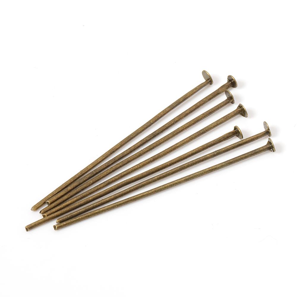 

200pcs/bag 18-70mm Flat Head Pins Headpins Accessories for Jewelry Findings Brooch Making DIY Gold Chain Components Supplies 18mm антична бронзова кольору