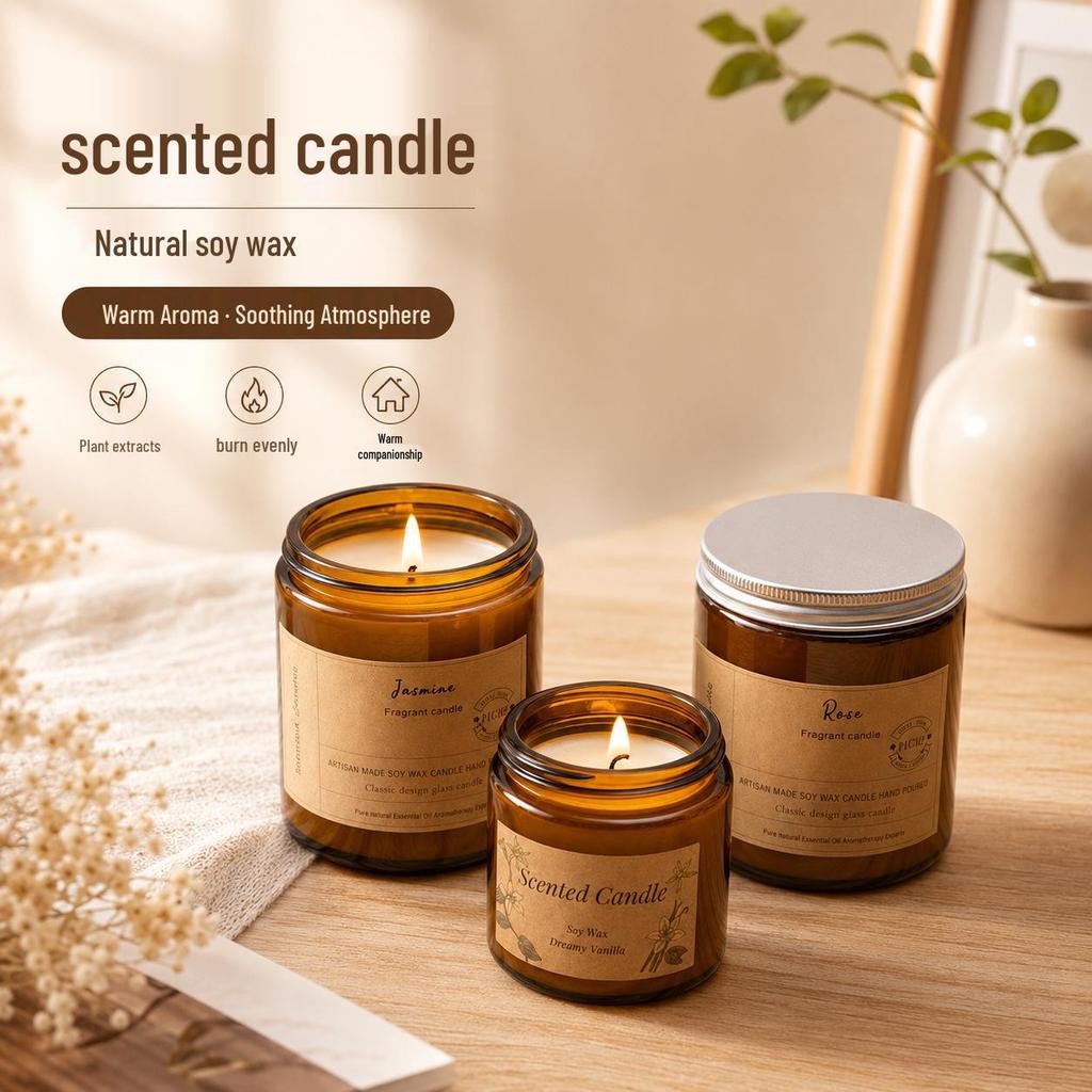 Luxury Long-lasting Soy Wax Candle - High-end Glass, Indoor Aroma, Perfect for Bedroom Decor & Gifts