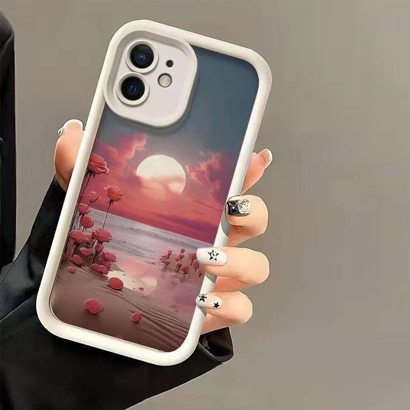 Moon Flower Sea is suitable for Apple 16ProMax mobile phone case iPhone15 anti-drop 14Pro all-inclusive 17Air beautiful