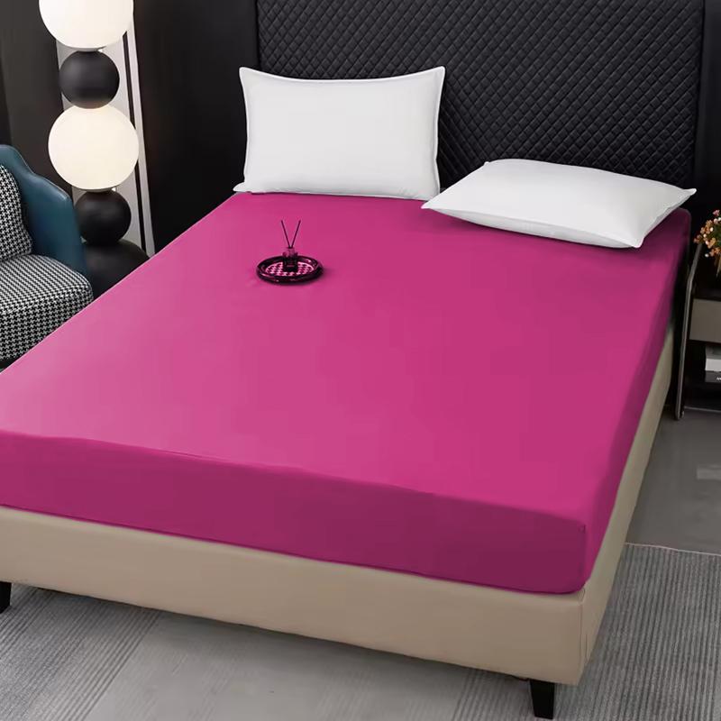 1pc Waterproof Fitted Sheet,Soft Polyester Bedding Mattress Cover with Deep Pocket,Solid Color Design for Bedroom,bed Sheet Only, Dormitory Bedding