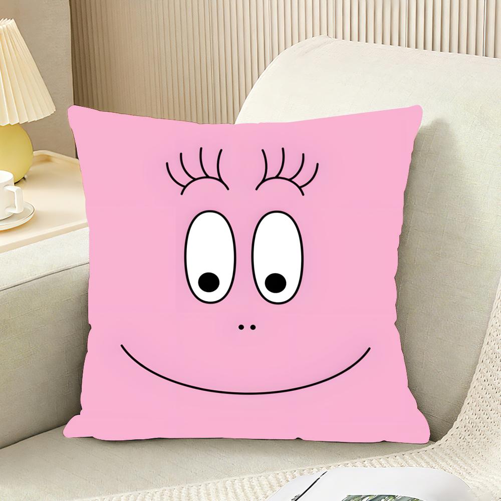 Cute Cartoon B-B-Barbapapas Cushion Cover Reversible Plush Pillow Cover For Car Sofa Bedroom Decorative Gift Pillowcase