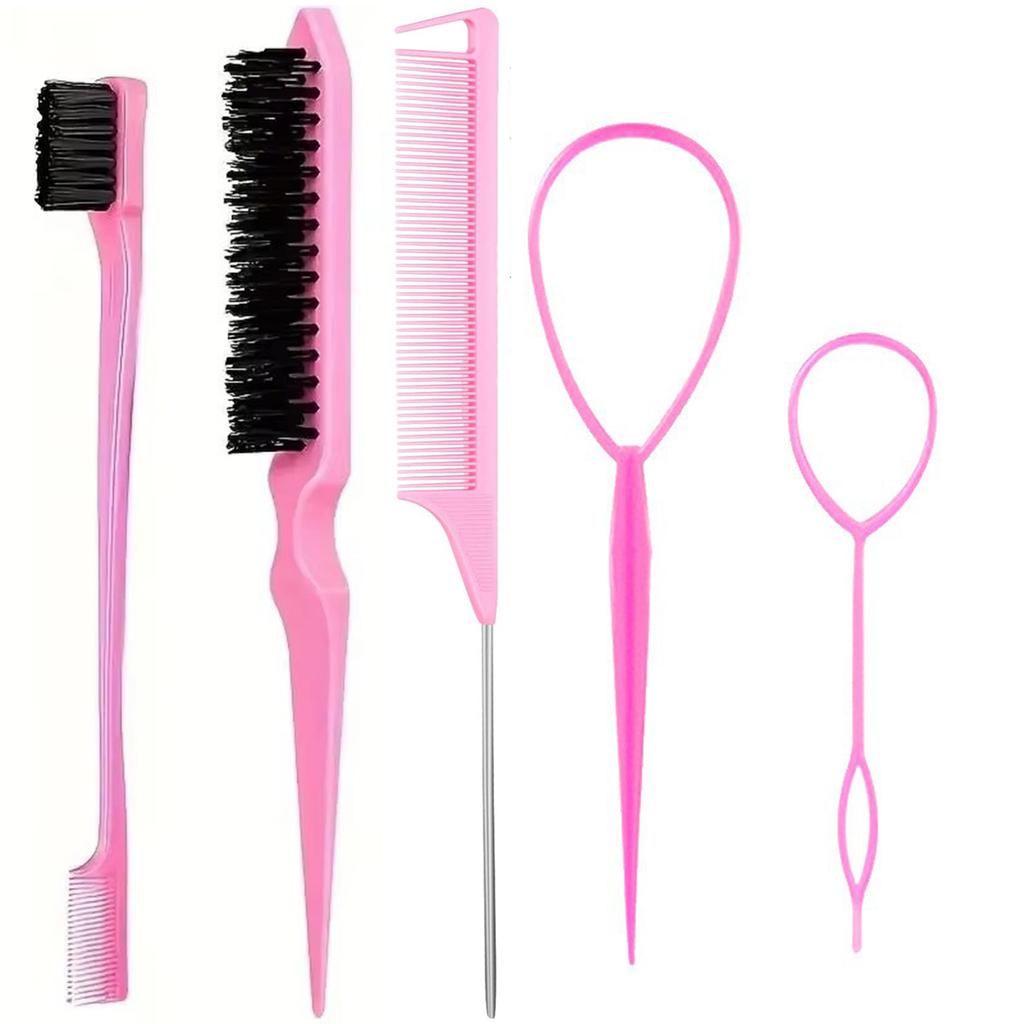 3/5Pcs Hairdressing Tools Pointed Tail Comb Dual Head Eyebrow Brush Triple Row Comb Coiler Hair Salon Styling Comb