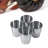 4pcs Stainless Steel Portable Tea Cup Black PU-Leather Case Whiskey Tumbler Cups  Travel Use