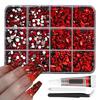 DIY Nail Art Kit With 3mm AB Transparent Flat Back Rhinestones 12 Compartments For Crafts And Fashion