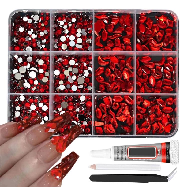 DIY Nail Art Kit With 3mm AB Transparent Flat Back Rhinestones 12 Compartments For Crafts And Fashion