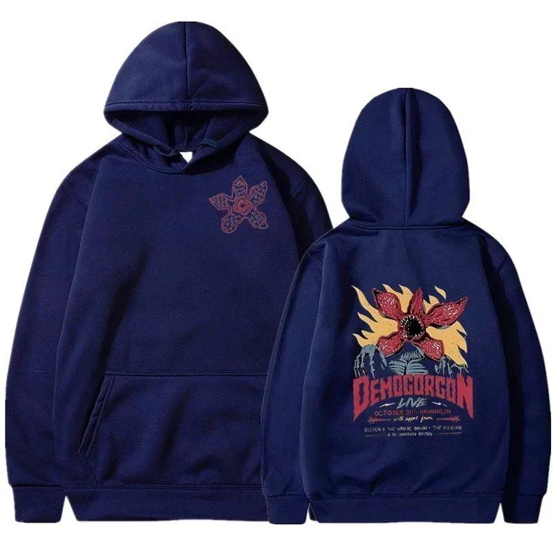 Unisex Velvet Loose Hoodie with Strange TV Show Words Design - Spring/Autumn