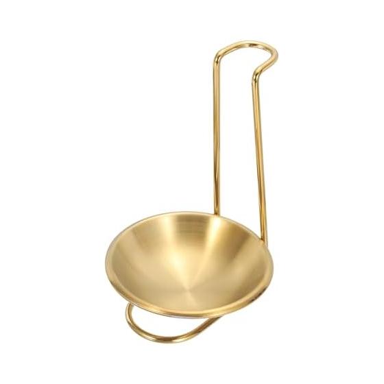 uxcell Spoon Rest Holder, Stainless Steel Upright Ladle Rack Set with Round Stainless Steel Bowl, Portable Upright Spoon Rest for Home Kitchen