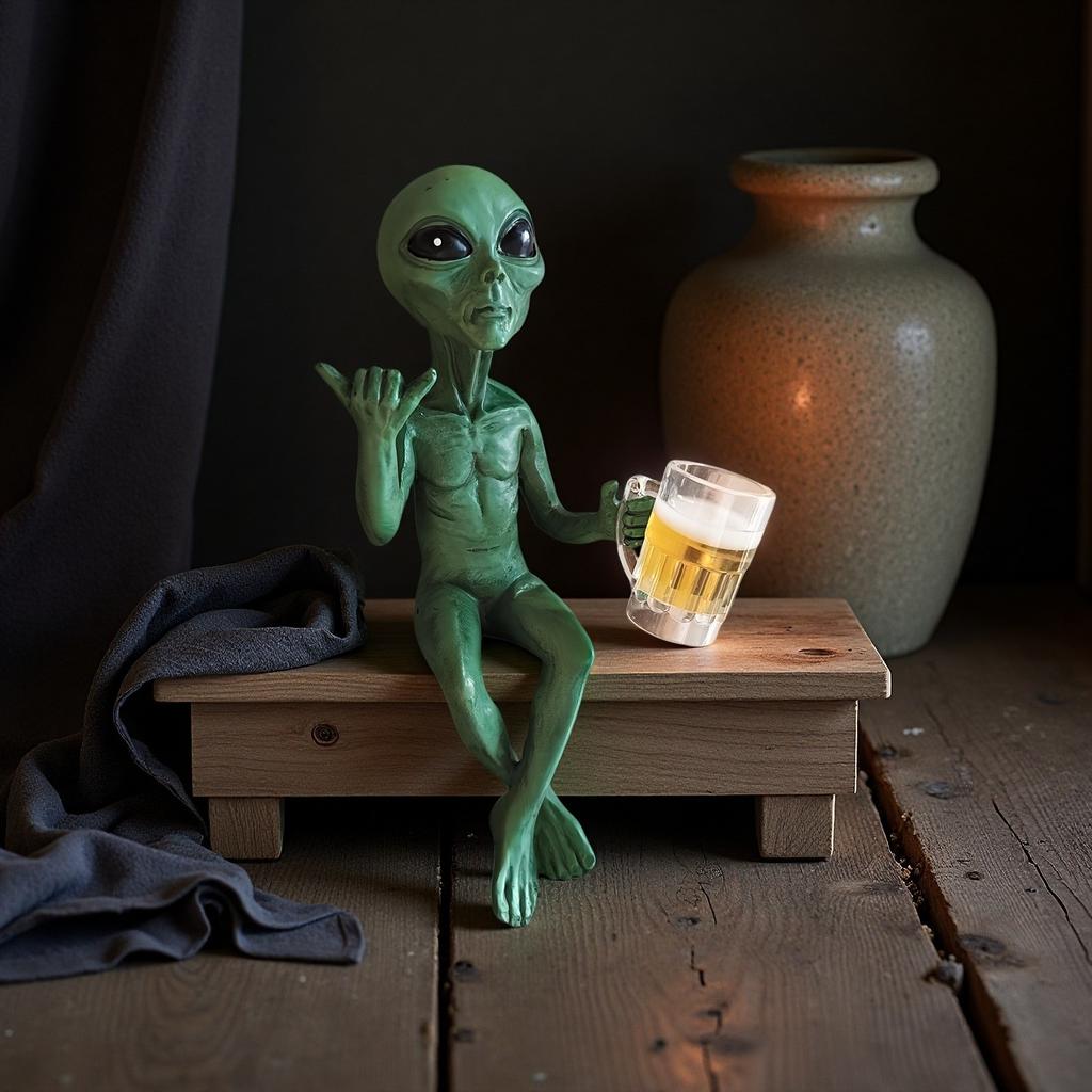 1Pc Alien Resin Ornaments UFO Indoor Outdoor Garden Decoration Figurines Home Decor