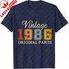 Vintage 1986 Original Parts Summer Unisex TShirt Retro Classic Style Shirt 80s Gift Clothing Fortieth Birthday Costume Father Tops