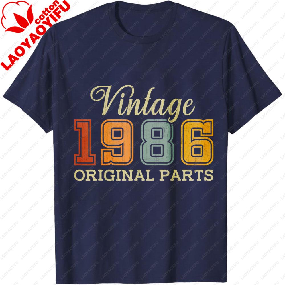 Vintage 1986 Original Parts Summer Unisex TShirt Retro Classic Style Shirt 80s Gift Clothing Fortieth Birthday Costume Father Tops
