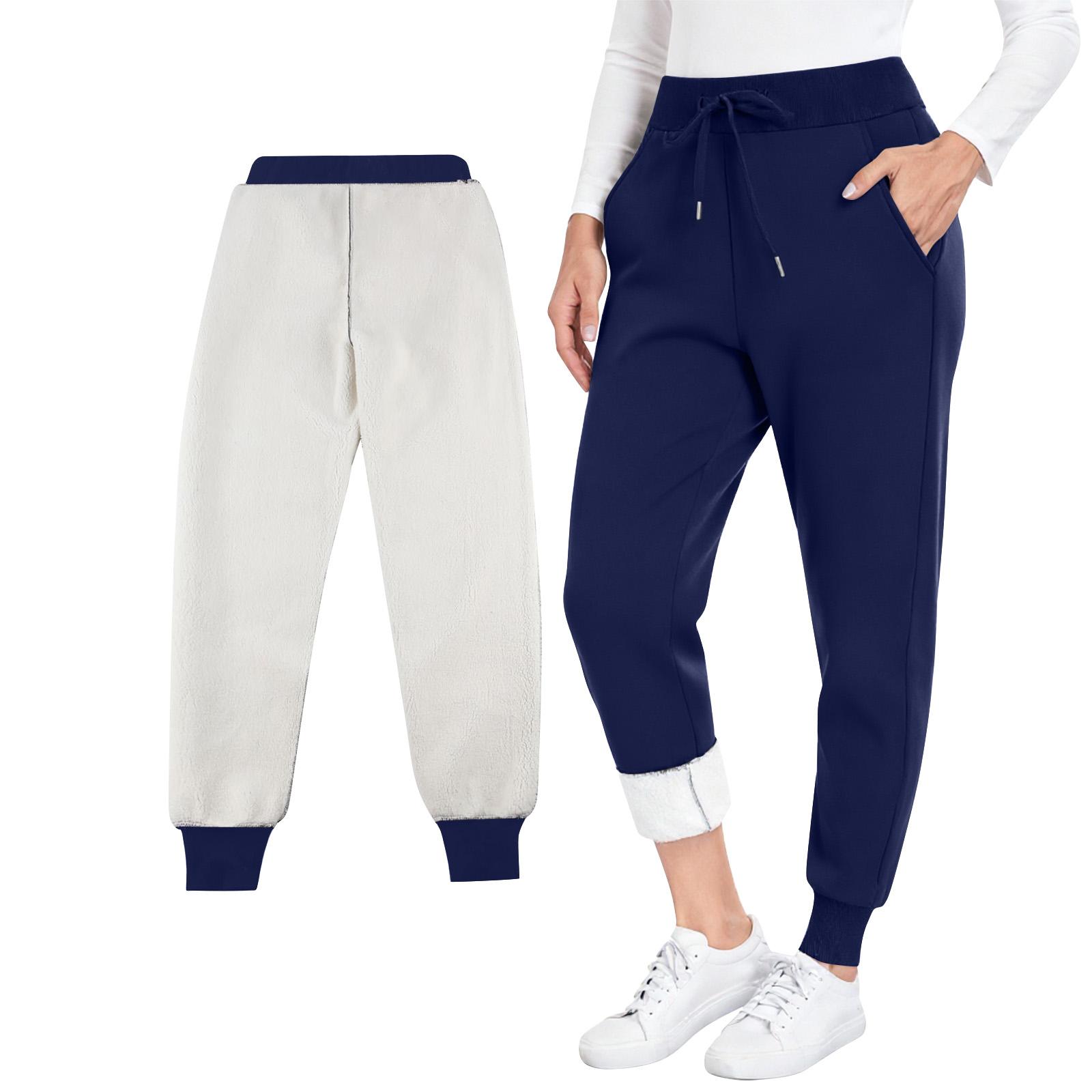 

Women s Fleece-lined Sweatpants, Warm And Casual Sports Pants With Pockets XL