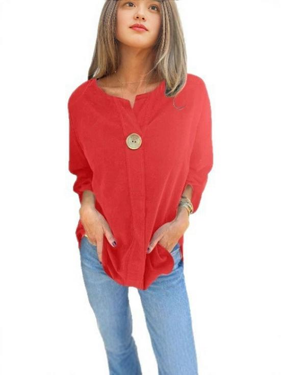 2025 Retro Casual Corduroy Long-Sleeve Shirt for Women - European & American Autumn/Spring Style