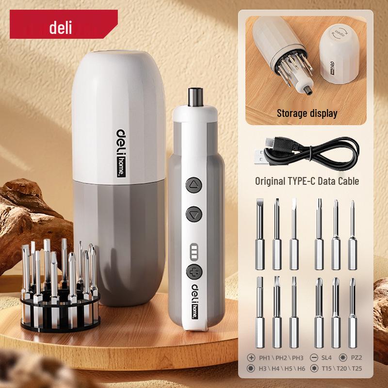 Deli Rechargeable Electric Screwdriver Set - Compact, Fully Automatic, Multifunctional with Lithium Battery for Household Use