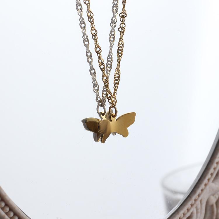 Butterfly Pendant Necklace, Gold-Plated Stainless Steel Clavicle Chain, Women's DIY Jewelry