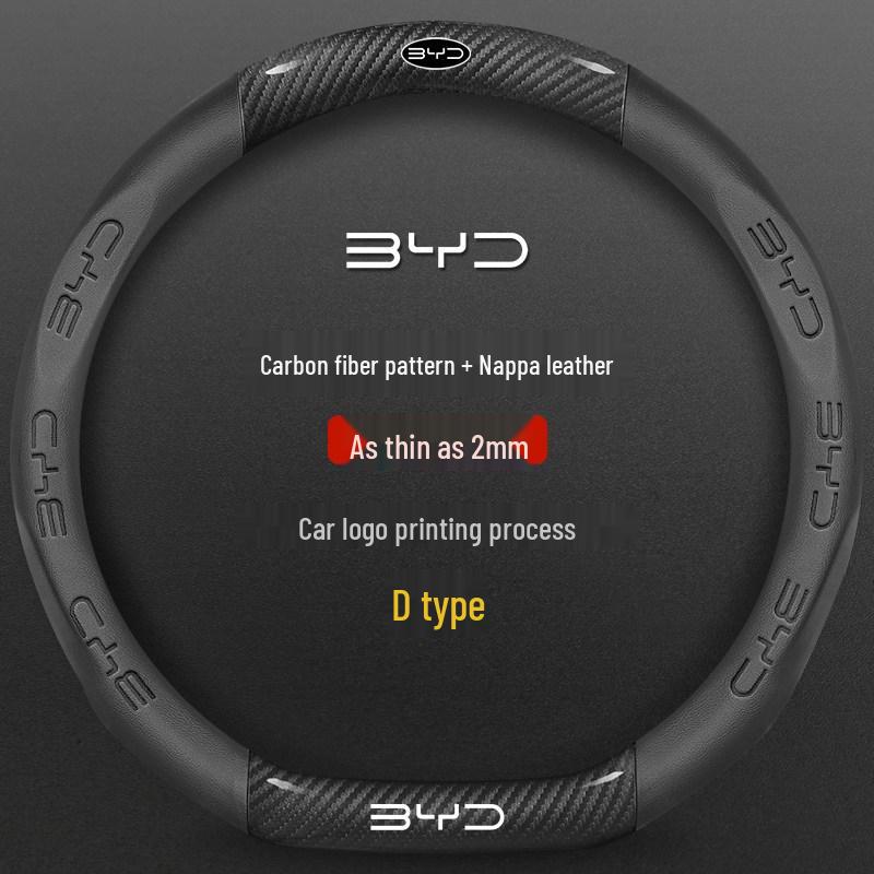 BYD Song PLUS Steering Wheel Cover for Han EV, Tang/Yuan Pro, Dolphin, Seagull, Qin - Genuine Leather