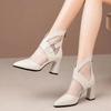 Heeled Mesh New In Ankle Boots for Women Very High Heels Spring 2025 Booties Y2k Large Size Warm Footwear Boot Woman Short Shoes