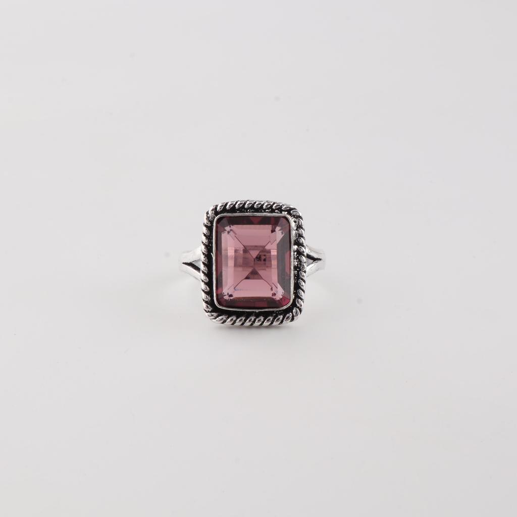 Piedra Preciosa Rodolita Plata de Ley 925 Joyería para Mujer Anillo de Boda Hecho a Mano RR-71-5