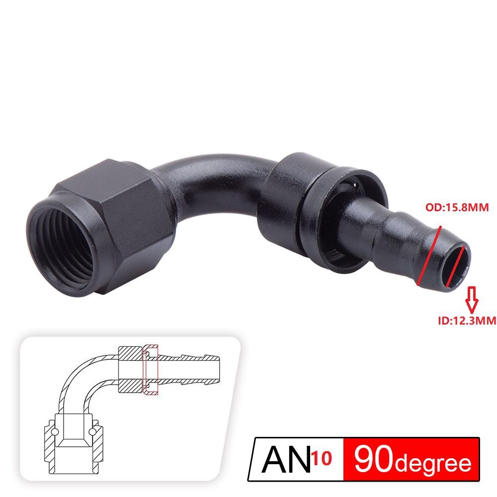 Uuiversal Aluminum AN6 AN8 AN10 Oil Fuel Fitting Oil Fuel Push On Hose 0 90 45 180 Degree Rubber Tube Hose End