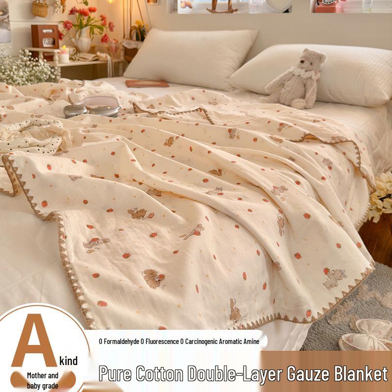 Pure Cotton Double Layer Gauze Summer Blanket for Kids and Adults
