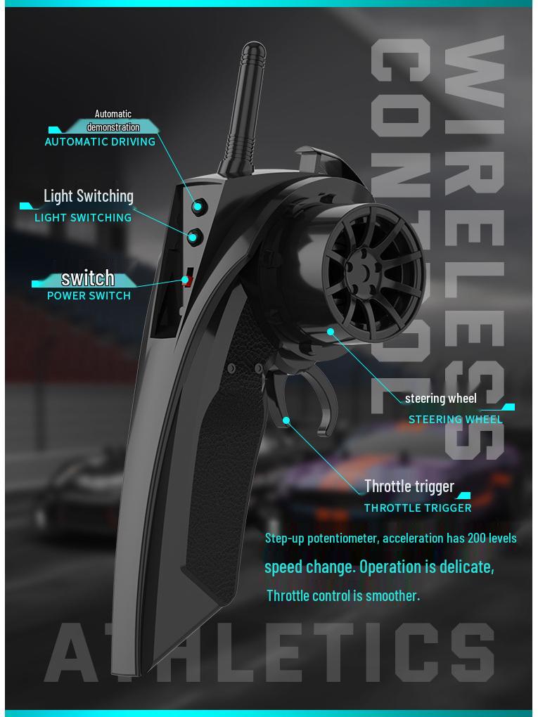 1:14 Scale RC High-Speed Drift GTR Sports Car - 4WD, Lights, Remote Controlled Racing Toy for Boys